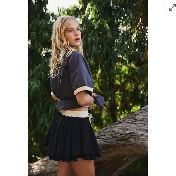 314. FREE PEOPLE Pretty Please Mini Skirt in Black Combo Sz XS NWOT $58 - Picture 3 of 5